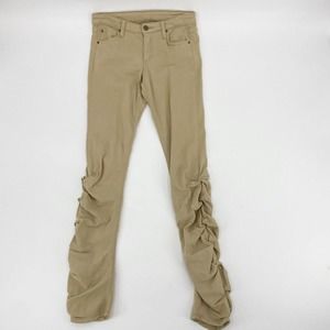 Joes Jeans Ruched Mid Rise Skinny Ankle Pants Tan Sz 26